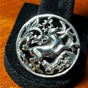 Vintage Silver Plated Deer Brooch